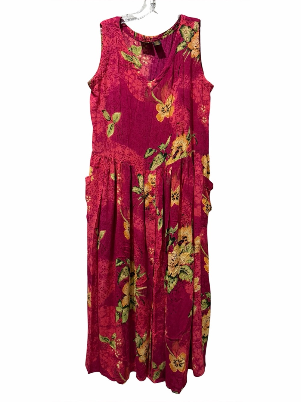 Bila Small Vintage Floral Retro Button Down Sleeveless Dress Rayon VTG B14